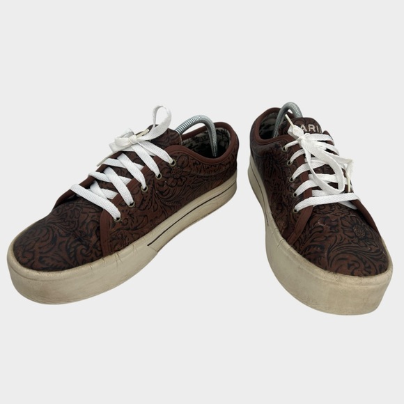 Ariat Women's Skylar Embossed Brown Sneakers Platform Size 11 Nice! - Picture 4 of 6